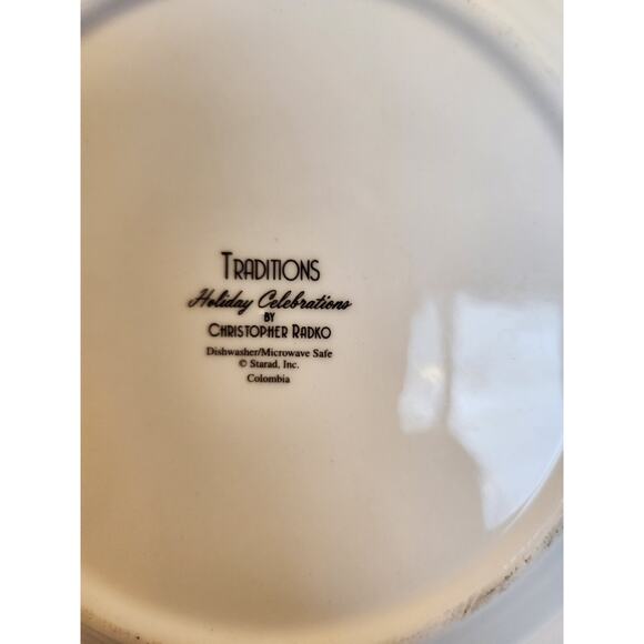 Retired Christopher Radko Holiday Snowman Christmas Tree Salad Plate New - Picture 5 of 5